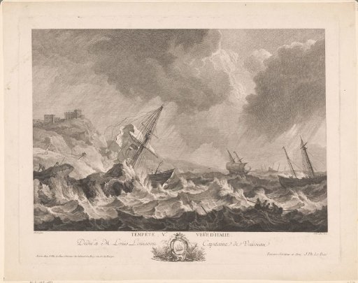 Seascape with shipwreck in a storm