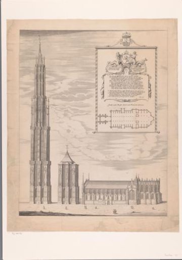View and plan of the Sint-Lievensmonstertoren and the Sint-Lievenskerk