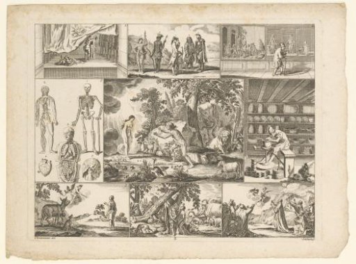 Adam and Eve in Paradise, surrounded by various representations