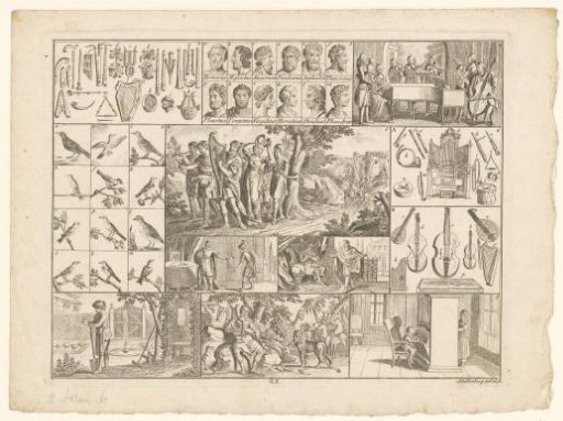 Sheet with various encyclopedic representations