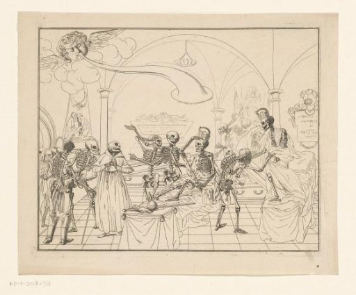 Scene enacted by skeletons, ca. 1780 (?)