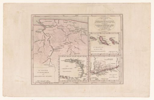 Map of Suriname with the Caribbean, Curaçao and West Africa