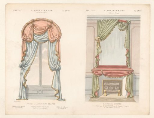 Window with curtains / Fireplace with draperies