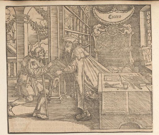 Cicero hands a book to a messenger