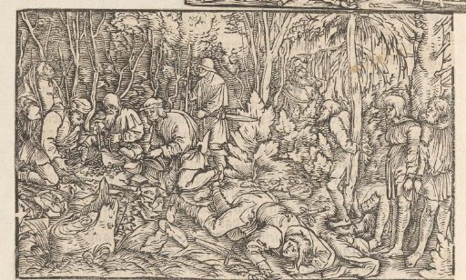 Robbers Dividing the Spoil After Binding the Victims to Trees