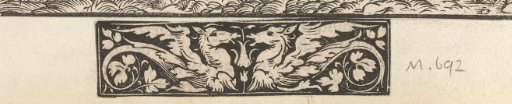 Two winged fabled creatures with horse heads and leaf-patterned ornaments