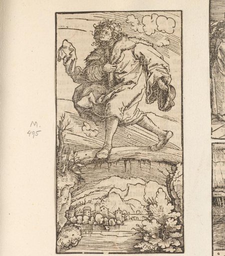 Pilgrim walking over a bridge