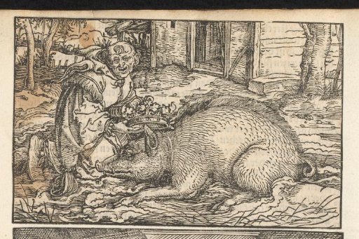 Man crowning a pig