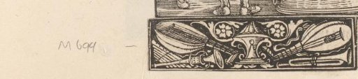 Vase with a lute and a trumpet on either side