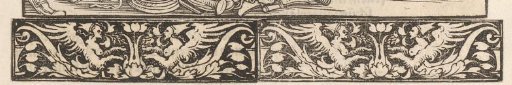 Two sphinxes and ornaments with leaf motifs