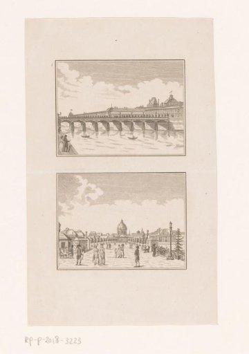 Two views of the Pont des Arts in Paris