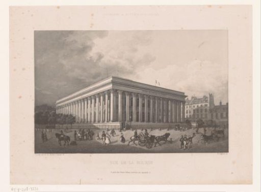View of the stock exchange building in Paris