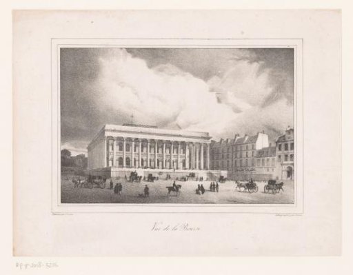 View of the stock exchange building in Paris