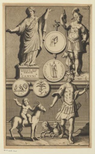 Composition with a relief and images of various figures
