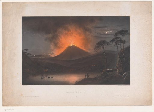 View of Mount Etna during an eruption
