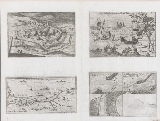 Four depictions of hydraulic installations
