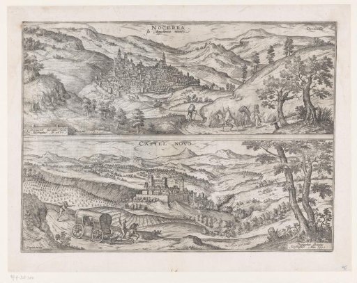 View of Nocera Umbra and view of Castelnuovo di Porto in Italy