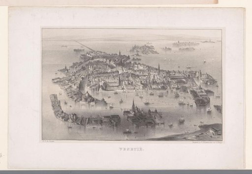 View of Venice in bird's-eye perspective