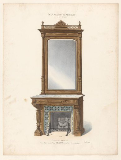 Fireplace with mirror in the style of Louis II