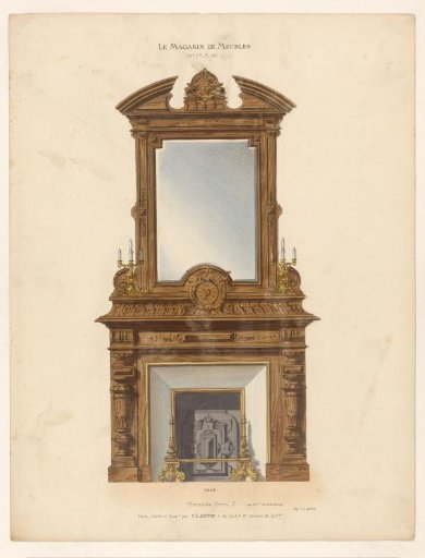 Fireplace with mirror in the style of Louis II