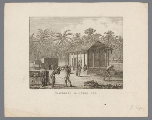 View of a resting place where a monk provides travelers with drink