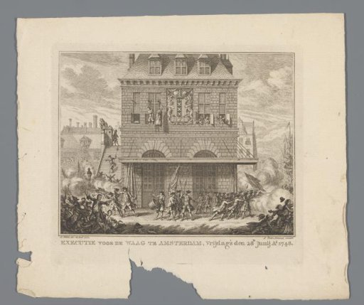 Unrest during the hanging of a man and woman at the Waag in Amsterdam