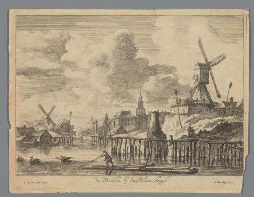 Windmill near the Blauwbrug in Amsterdam