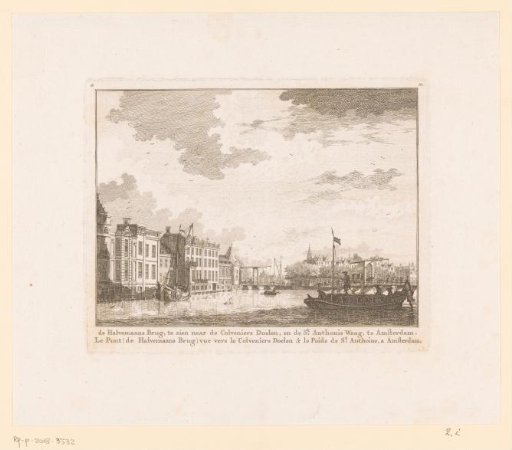 View of the Kloveniersdoelen and the Waag in Amsterdam