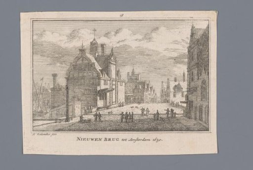 View of the Nieuwe Brug with the Paalhuis and the Texelsche Kade in Amsterdam