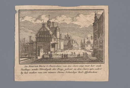 View of the Nieuwe Brug with the Paalhuis and the Texelsche Kade in Amsterdam