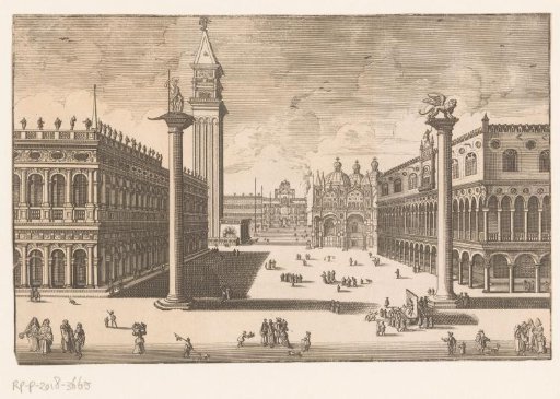 View of St. Mark's Square in Venice from the side of the Grand Canal