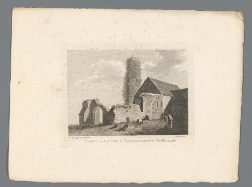 View of the ruins of the church and tower of Castledermot
