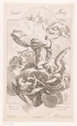 Saint Anthony being taken up to heaven