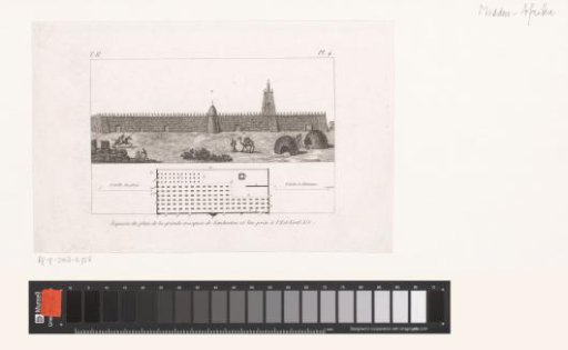 View and plan of the Djinguereber Mosque in Timbuktu