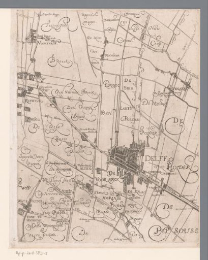 Map of the Hoogheemraadschap of Delfland, with Delft and surroundings, middle part