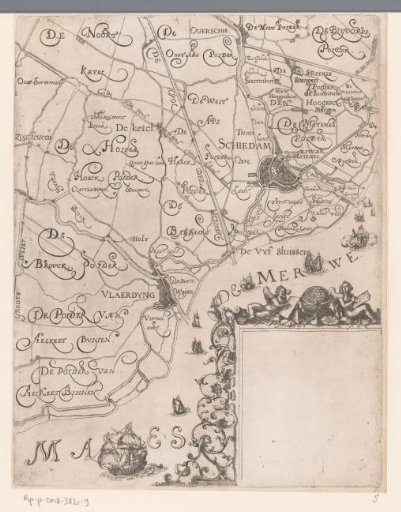 Map of the Hoogheemraadschap of Delfland, with Schiedam and surroundings, lower right part