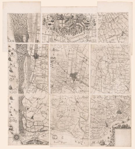 Map of the Hoogheemraadschap of Delfland, consisting of nine parts