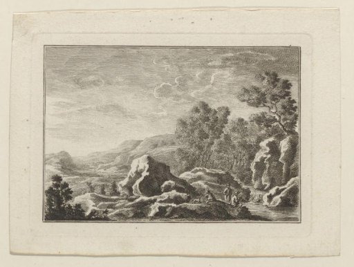 Landscape with three men by a stream