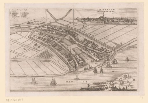 Map of Amsterdam with city view, before 1400