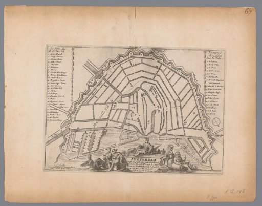 Map of Amsterdam with the old city walls