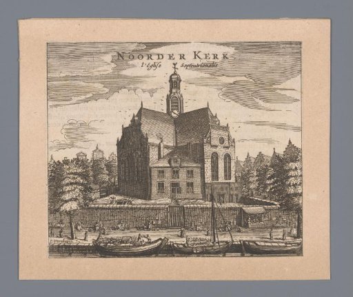 View of the Noorderkerk in Amsterdam seen across the Prinsengracht