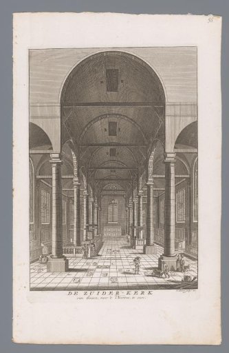 Interior of the Zuiderkerk in Amsterdam, viewed towards the north