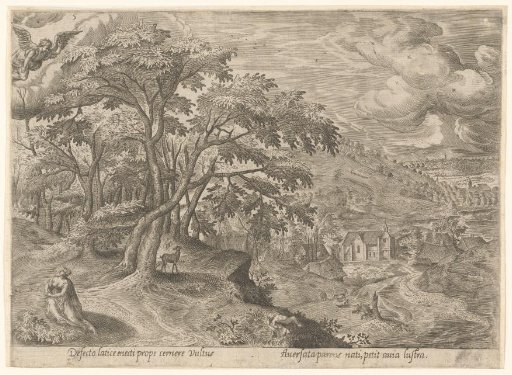Praying Saint Genevieve with child and deer