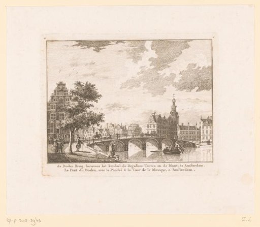View of the Doelenbrug, Rondeel, Munttoren and Munt in Amsterdam