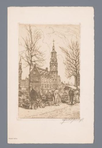 View of the Munttoren from the flower market on the Singel