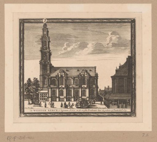 View of the Westerkerk in Amsterdam with part of the Westerhal