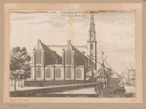 View of the Westerkerk in Amsterdam from the Prinsengracht