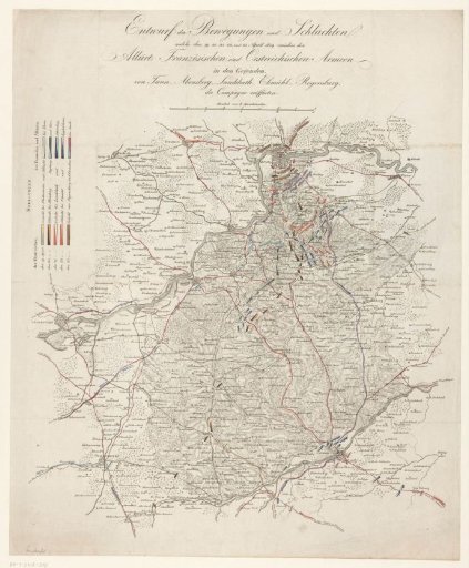 Map showing the positions of the Allied and French troops, 1809