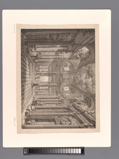 Interior of a hall in the Palazzo Serra in Genoa, with sunlight streaming in