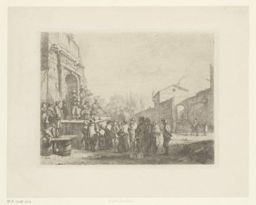Landscape with charlatans on a stage